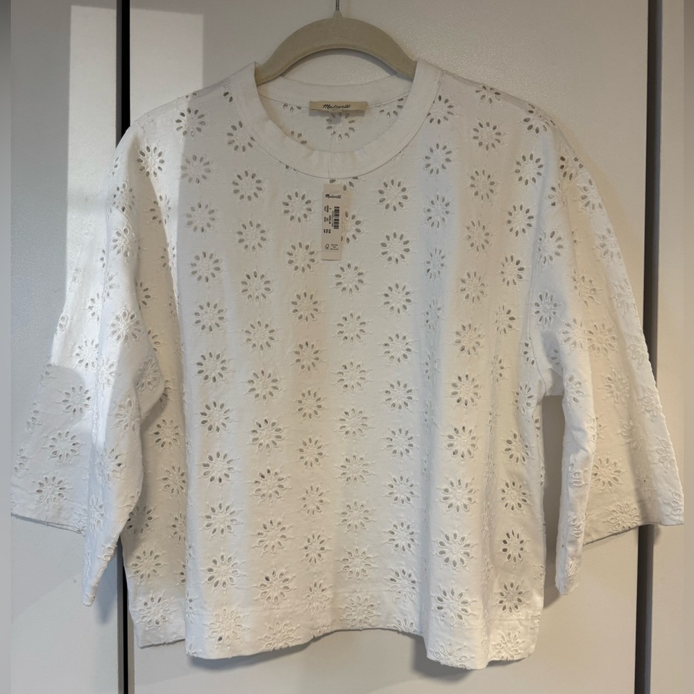 NWT - Madewell - Embroidered Wide-Sleeve Boxy Tee